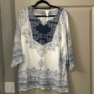 Chico’s Blue and White Tunic Top
